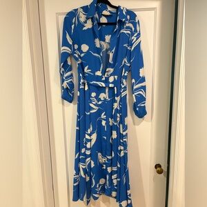 Halogen Blue and White Patterned shirt dress worn twice